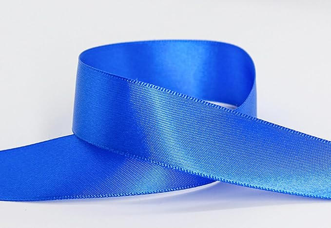 1" x 100 Yards Royal Blue Polyester Satin Ribbon Single Faced Bulk Fabric - Image 6