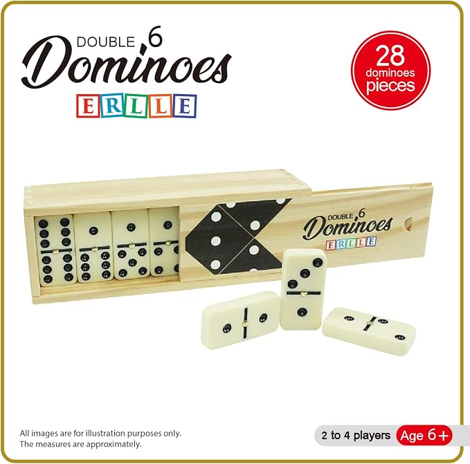 ERLLE - Dominoes Set, Premium Classic 28-Piece Double Six Domino Set - Image 6