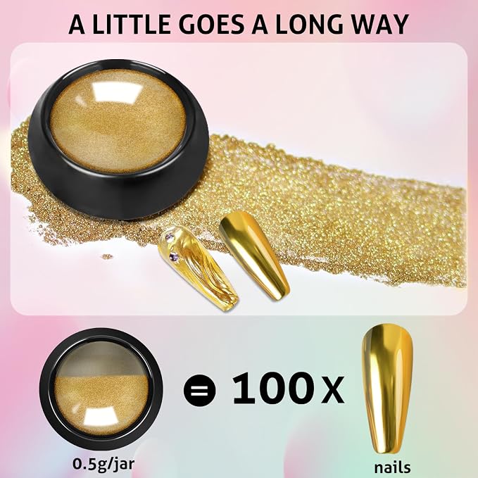 Gold Silver Chrome Nail Powder, 24 Colors White Pearl Unicorn Iridescent - Image 7