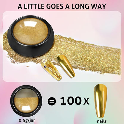 Gold Silver Chrome Nail Powder, 24 Colors White Pearl Unicorn Iridescent - Image 7