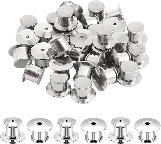 30 Pcs Pin Backs Locking, Metal Pin Backs Safety Pins Locks Pins Keepers Clasp by Unknown
