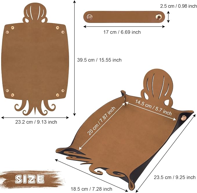 SIQUK 2 Pieces Octopus Dice Rolling Tray PU Leather Dice Mat Folding Scroll - Image 4