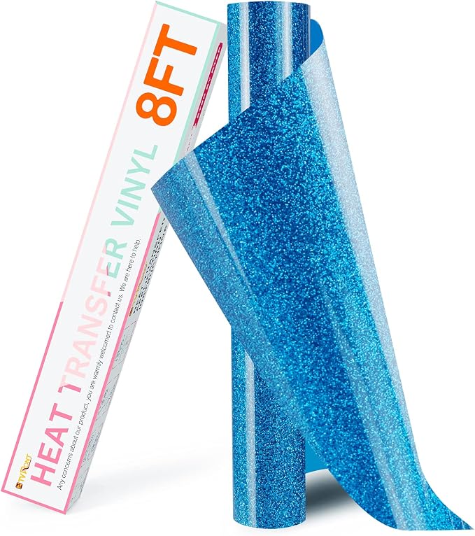 HTVRONT Blue Glitter HTV Heat Transfer Vinyl Rolls by HTVRONT