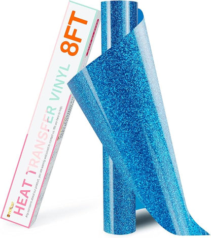 HTVRONT Blue Glitter HTV Heat Transfer Vinyl Rolls by HTVRONT