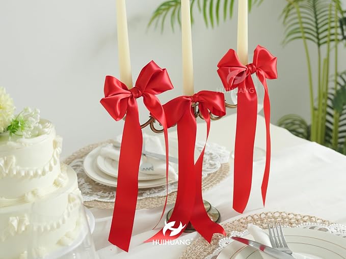 HUIHUANG Red Satin Ribbon 1-1/2 inch x 100 Yards Red Color Double-Faced Satin - Image 3