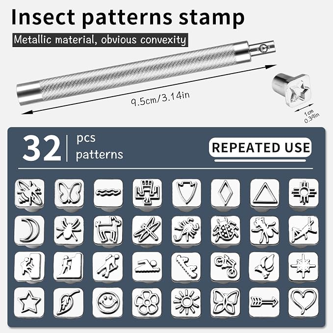 33 PCS Leather Stamping Tool Set, Quality Craft Tool Stamp Set - Image 2