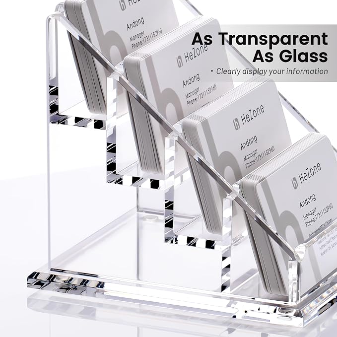 Acrylic Card Holder Clear Horizontal Business Card Organizer Stand - Image 3