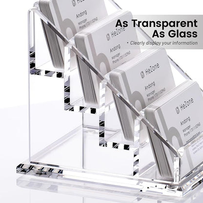Acrylic Card Holder Clear Horizontal Business Card Organizer Stand - Image 3
