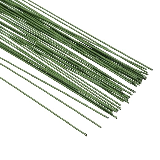 PATIKIL 22 Gauge 16" Floral Stem Wire, Dark Green - Image 4