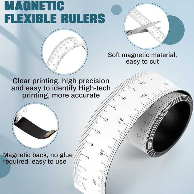 2 Pcs 39.37 Inch Magnetic Ruler Flexible Magnetic Ruler Magnet Measuring Tape - Image 4