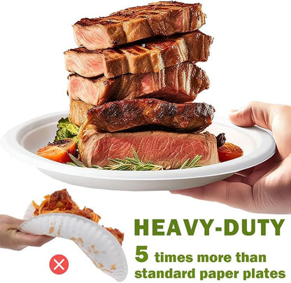 9 inch Plates Disposable Heavy Duty 150 Pack Leak Proof 100% Compostable - Image 3