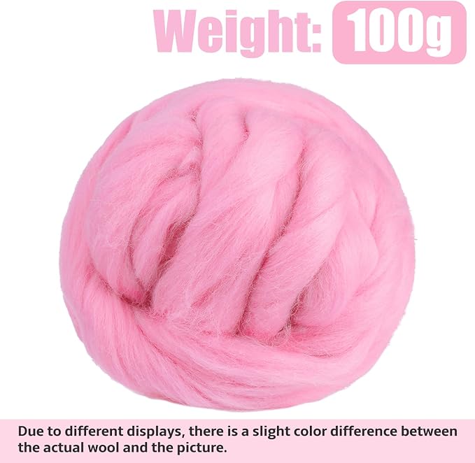 3.53oz Wool Roving Yarn, Fiber Roving Wool Top, Needle Felting Supplies - Image 2