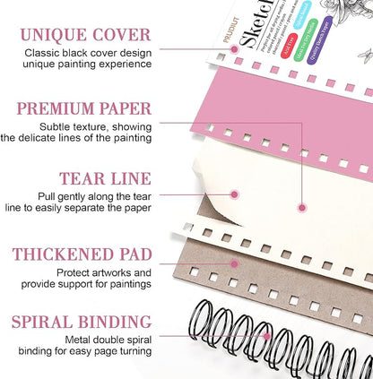 Sketch Book with 12 Color Pencil Set, 90 Sheets Spiral Sketchbook - Image 3
