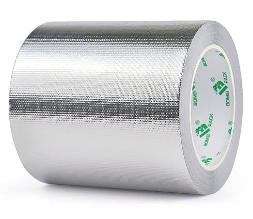 BOMEI PACK Adhesive Aluminum Foil Heat Shield Tape Barrier, Fiberglass Thermal by BOMEIPACK