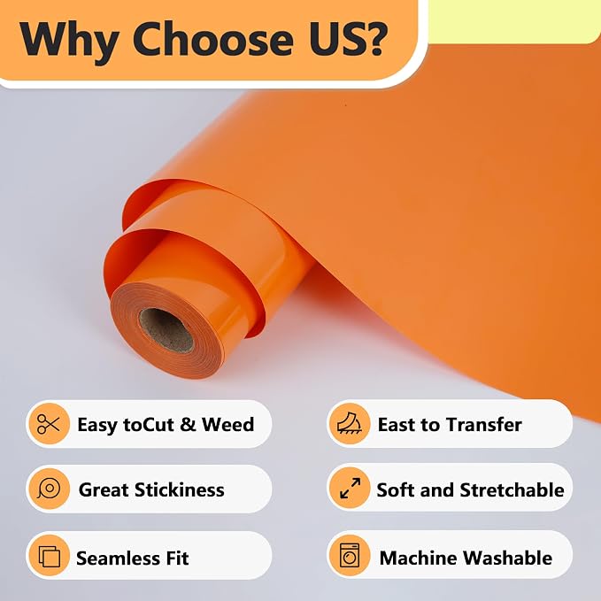 RENLITONG Matte Orange Iron on Vinyl Roll - Image 3