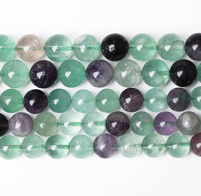 46pcs 8mm Natural Stone Beads Fluorite Gemstone Round Loose Beads - Image 2