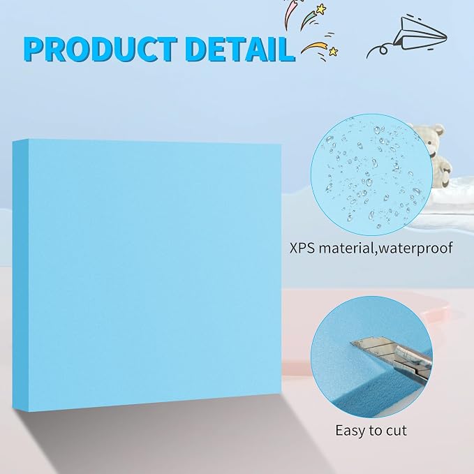 LuckyFoam Blue 4 Pack 12x12x1 inch Foam Sheets 1 Inch Thick Polystyrene - Image 4