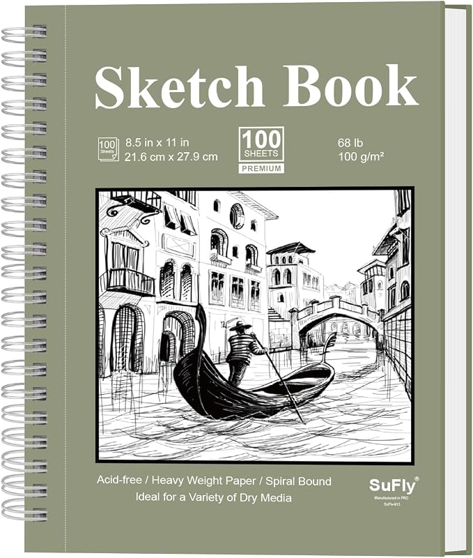 Sketch Book 8.5 x 11, Sketch Pad, 100 Sheets Spiral Sketchbook, Acid Free by SuFly