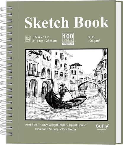 Sketch Book 8.5 x 11, Sketch Pad, 100 Sheets Spiral Sketchbook, Acid Free by SuFly
