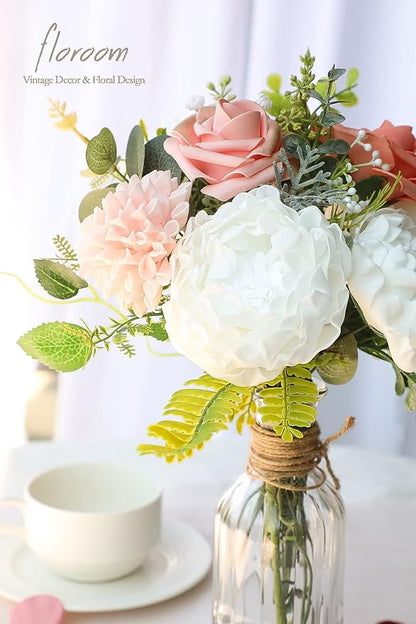 Floroom Artificial Flowers 16pcs 4" White Blooming Peonies Real Looking Foam - Image 4