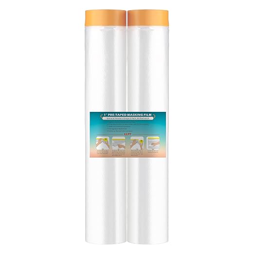 LLPT Tape and Drape 157.5” x 66 Ft Each 2 Pack Pre-Taped Masking Film 0.27 Mil by LLPT-AllAboutAdhesiveTapes