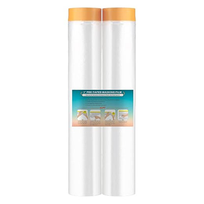LLPT Tape and Drape 157.5” x 66 Ft Each 2 Pack Pre-Taped Masking Film 0.27 Mil by LLPT-AllAboutAdhesiveTapes