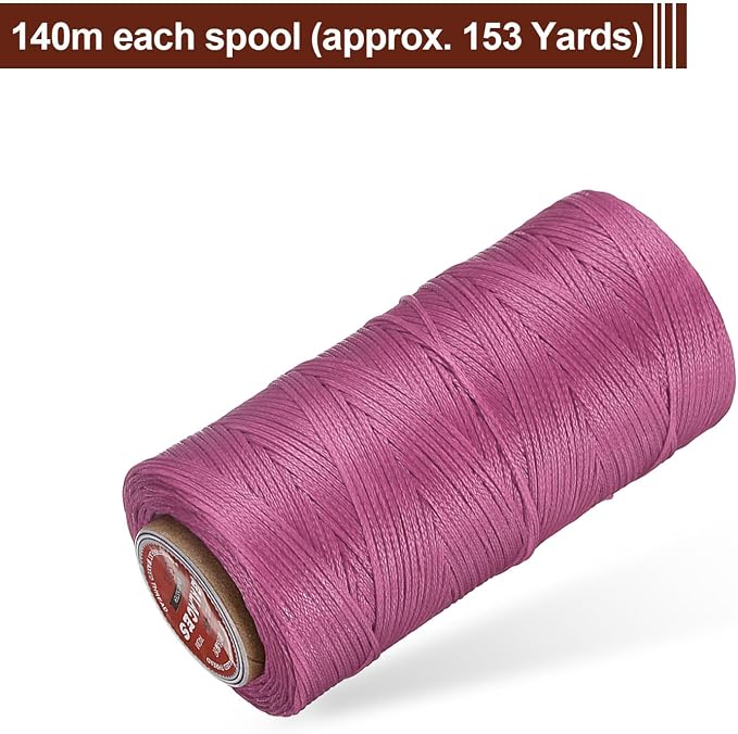 uxcell Flat Leather Sewing Waxed Thread, 140m / 153 Yards Polyester Wax String - Image 3