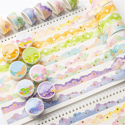 8 Rolls Washi Tape Set, Dream Clouds Gold Foil Decorative Tape, Decorative by Unknown