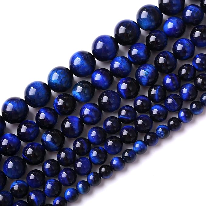 Natural Stone Lapis Blue Tiger Eye Beads Round Loose Spacer Beads - Image 2