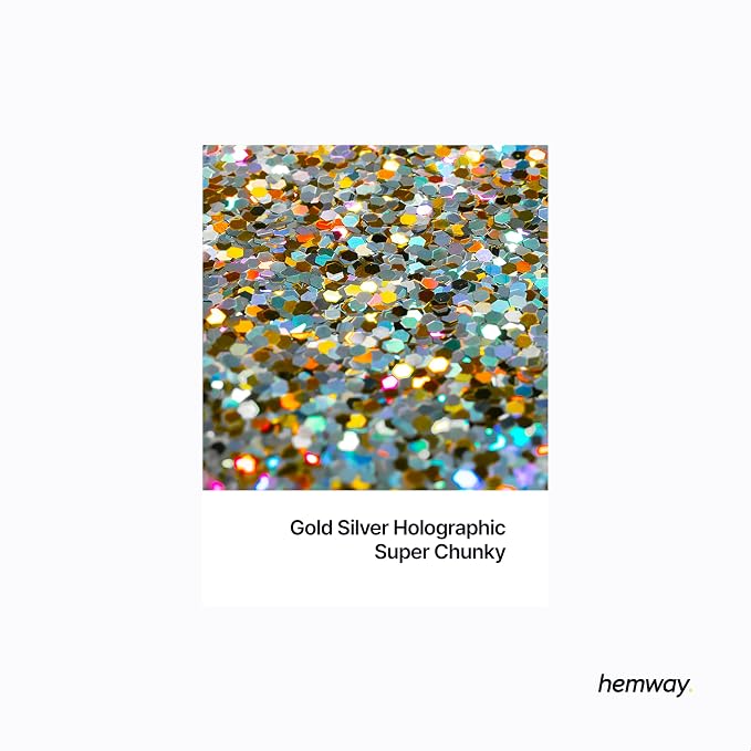 Hemway Glitter for Resin 100g Gold Silver Holographic Metallic Crystals for - Image 2