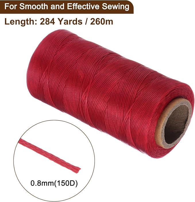 uxcell Leather Sewing Waxed Thread, 284 Yards / 260m 0.8mm 150D Flat Polyester - Image 2