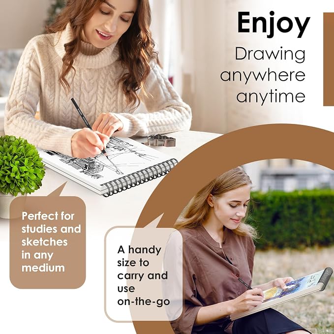 iBayam 9x12 Sketchbook, Spiral Bound Sketch Book - Image 4