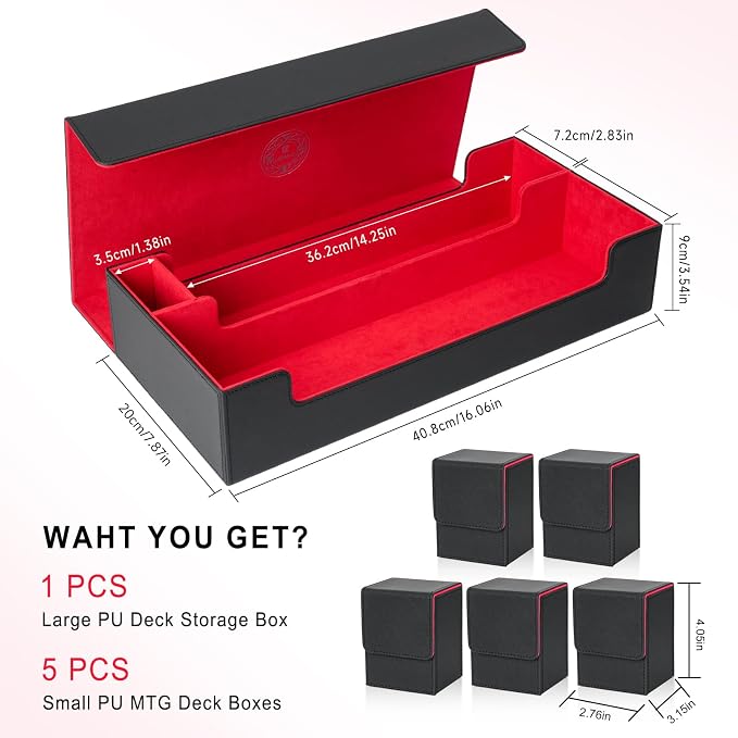 6 in1 Card Deck Box Set, X-Large Premium Trading Card Storage Case - Image 2