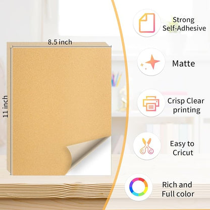 Kraft Printable Sticker Paper, 20 Sheets Brown Printable Sticker Paper - Image 2