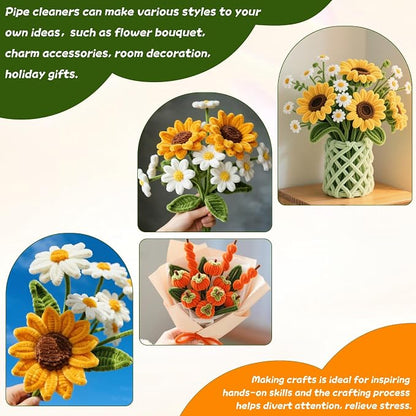 400 Pieces Craft Pipe Cleaners Bulk, Floral Stems - Image 3
