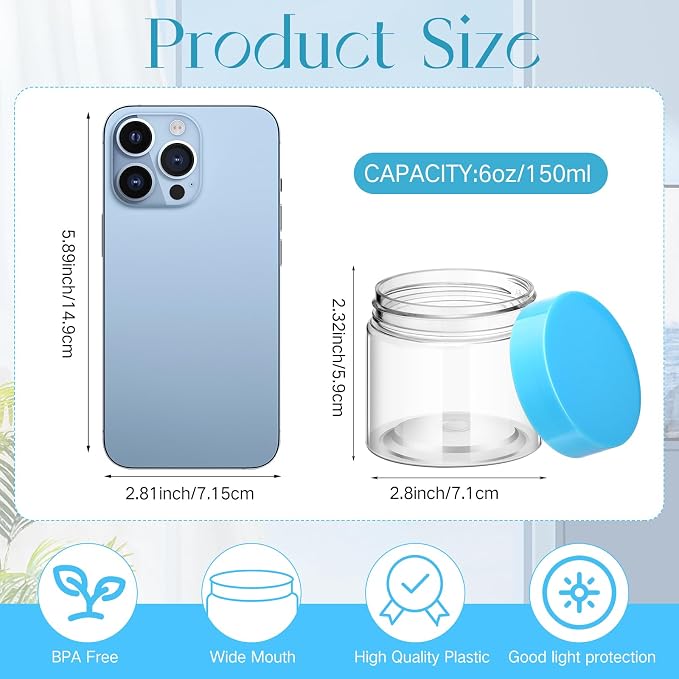 SATINIOR 12 Pack 6 oz Plastic Container Jars - Image 4