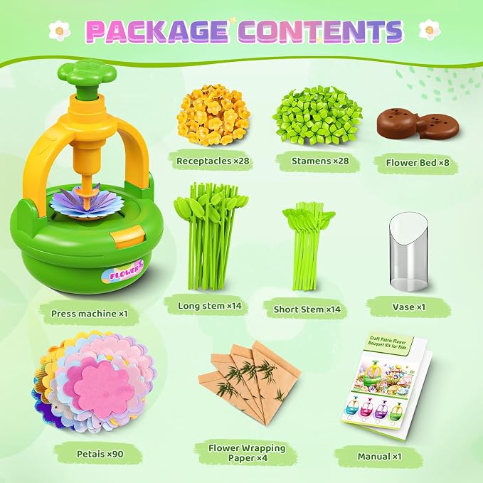 Plunack Flower Bouquets Toys for Kids Age 4-8, Flower Press Kit DIY Flowers - Image 6