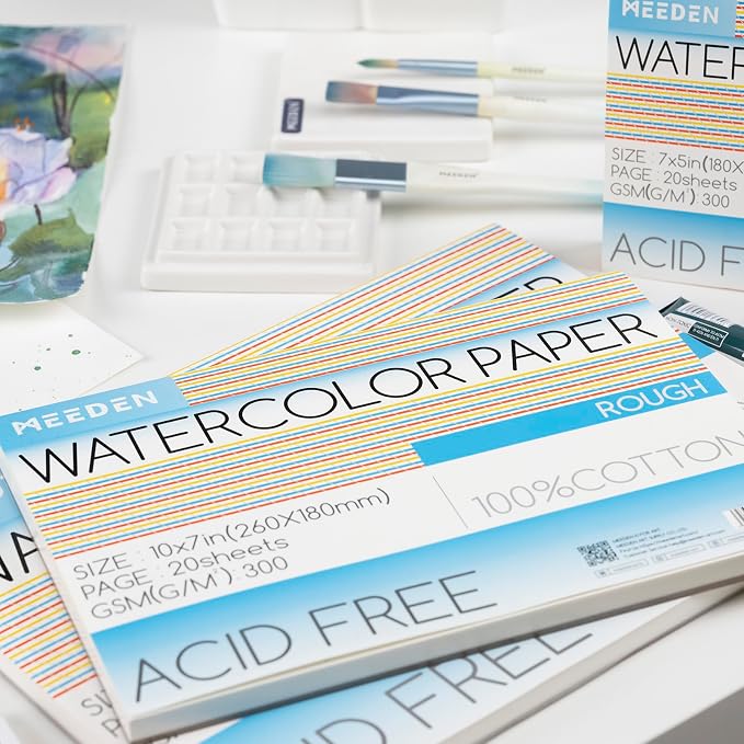MEEDEN Watercolor Paper Block, 100% Cotton Watercolor Paper Pad of 20 Sheets - Image 7