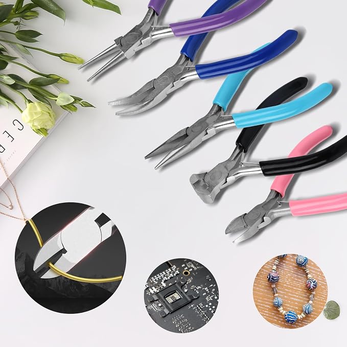 5 Pcs Jewelry Making Pliers Tools, Includes Needle, Bent & Zipper Pliers - Image 5