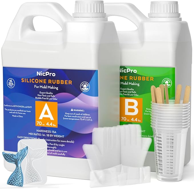 Nicpro 140oz Silicone Mold Making Kit, 15A Platinum Liquid Silicone Rubber by Nicpro