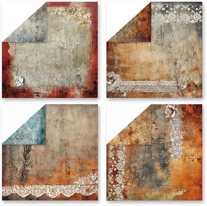 Vintage Lace Pattern Scrapbook Paper Pad 12×12, 24 Sheets Double-Sided Coffee - Image 3