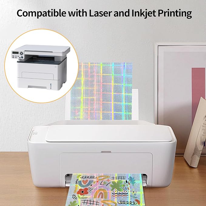 Printable Sticker Paper, 20 Sheets Printable Holographic Sticker Paper - Image 5