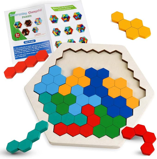 Skrtuan Wooden Blocks Puzzle for Kid Adults Brain Teaser Hexagon Puzzles Games by Skrtuan
