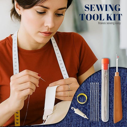 Big Eye Steel Sewing Needles Kit, Portable Needle and Thread Kit - Image 2