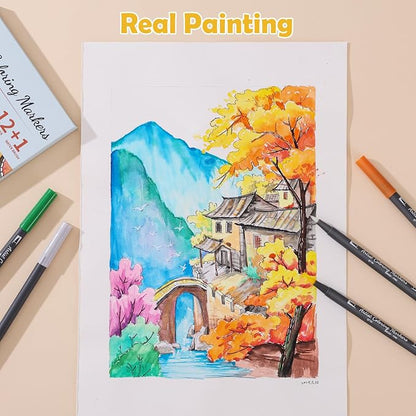 12 Colors Blendable Watercolor Pens 2025 Upgrade Water Based Paint Set Double - Image 2