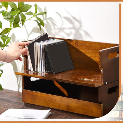 2 Set Wooden CD Storage Box Holder Shelf Cassette Tape Display Racks - Image 4