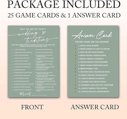 Bridal Shower Games Cards, Wedding Traditions Why Do We Do That, 25 Game Cards - Image 2