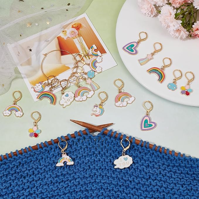 SUNNYCLUE 1 Box 20Pcs Knitting Stitch Markers Crochet Rainbow Colorful - Image 4