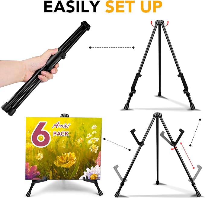 AROIC 6 pack 14'' Tabletop Easels, Adjustable Portable Table Top Easel - Image 4