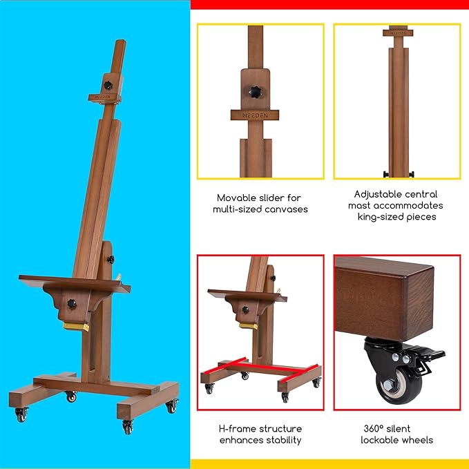 MEEDEN Extra Large Painting Easel: Solid Beech Wood Artist Studio Easel - Image 4
